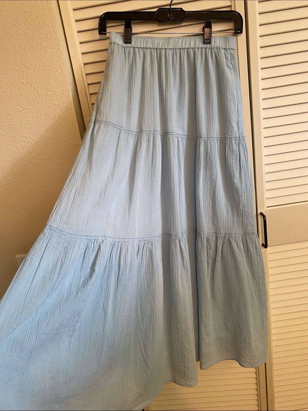 Uniqlo Pale Blue Tiered Maxi Skirt